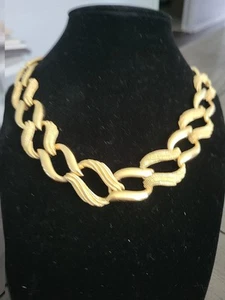 Vintage Napier Necklace 18" Chic Polished Textured Links Chunky Goldtone - Picture 1 of 4