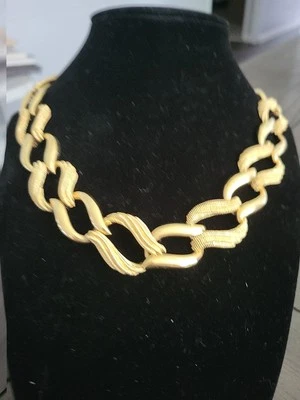 Collar Napier Vintage Firmado 18" Eslabones Texturizados Pulidos Grueso Tono Dorado Foto 1 de 4