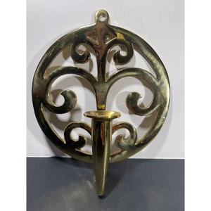 Applique da parete vintage Virginia Metalcrafters ottone candela singola albero della vita - Foto 1 di 6