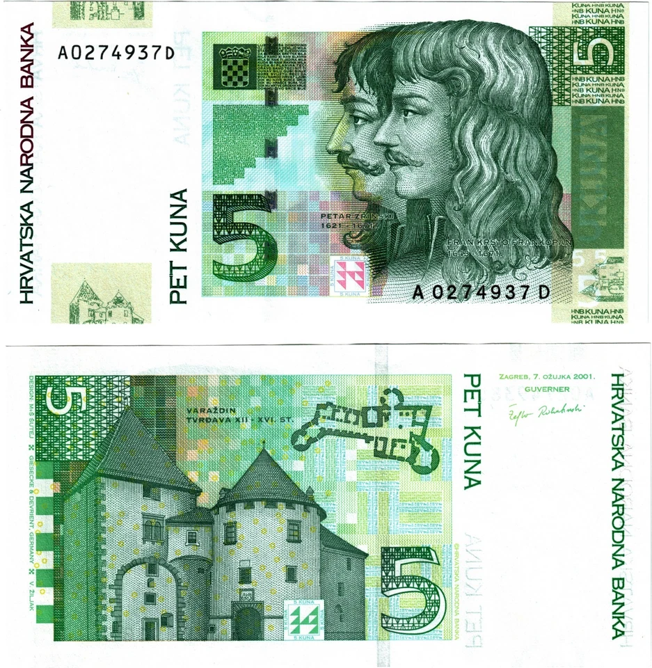 Billetes de 5 kunas Croacia 2001 UNC P37 Foto 1 de 1