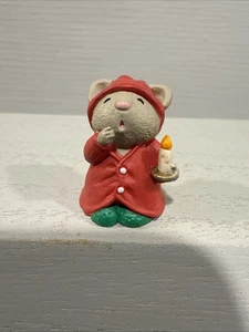 Hallmark Christmas Merry Miniature 1991 Adorable Sleepy Mouse Holding Candle - Bild 1 von 7