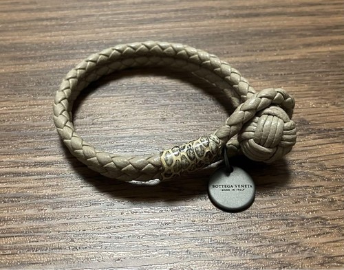 Bracciale Bottega Veneta Pelle Intrecciato Greige