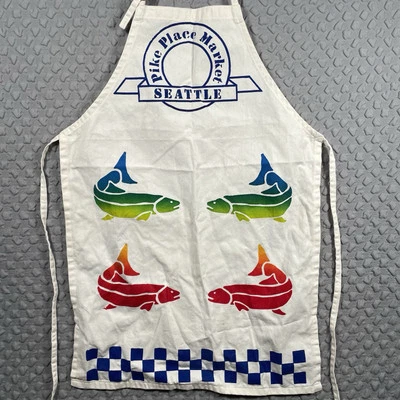 Vintage Seattle's Pike Place Market Apron Fish Stencil Colorful - Image 1 of 4