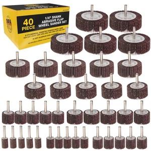 Dura-Gold 40-Piece 1/4" Shank Abrasive Flap Wheel Sander Set, 80 Grit Sandpaper - Picture 1 of 5