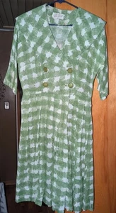 Vintage 50er 60er Spector & Shanler olivgrün Blumen Baumwolle transparent Baumwolle Kleid - Bild 1 von 5