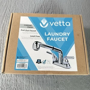 Vetta Laundry Faucet Chrome Finish Pull Out Faucet Lead Free Brand New In Box  - Picture 1 of 6