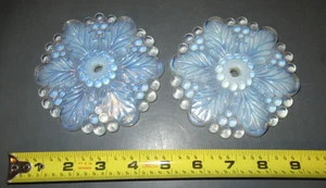 2 grandi antiche tende vittoriane in vetro cravatta posteriore opalescente rosone fiore - Foto 1 di 1