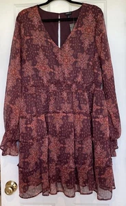 NWT Torrid Floral Chiffon Tiered Dress Size 2X 18-20 Long Sleeve Pockets VNeck  - Picture 1 of 14