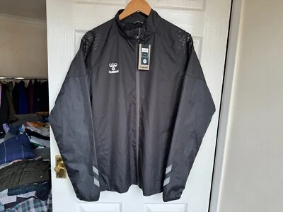 BRAND NEW HUMMEL BLACK LIGHTWEIGHT RUNNING TRACK JACKET LARGE COAT ZIP - Image 1 of 4