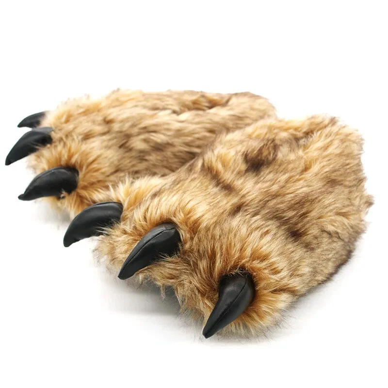 New Chunky Paw Slippers Creative Funny Indoor Fluffy Shoes Animal Soft Slippers - Image 1 of 4