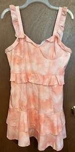 Cider Bohemian Tie Dye Rüschen Mini Kleid Pfirsich Größe L Large �� - Bild 1 von 3