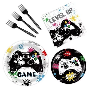 96 Pcs Video Game Plates and Napkins Gamer Party Supplies Video Game Party De... - Picture 1 of 7