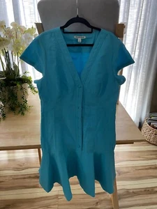 Country Road Linen Corset Detail Blue Dress - Size 14 - 5+ items free AU post - Picture 1 of 15