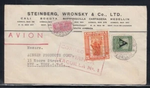 COLOMBIA Commercial Cover Medellín to New York City 11-8-1951 Cancel - Picture 1 of 2