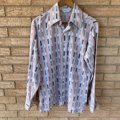 Camisa discoteca a rayas Second Hand Rose de MACK AÑOS 70 Dapper caballeros talla mediana Foto 1 de 4
