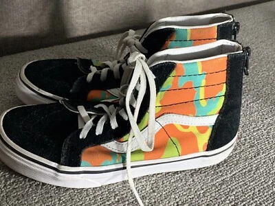 VANS SK8-HI CREMALLERA 'Negro Y Pop Camuflaje NIÑOS Talla 3.0 Gamuza y Lona Cremallera Foto 1 de 4