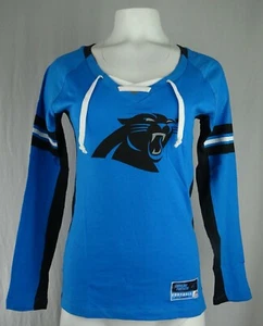 Carolina Panthers NFL Majestic Women's Lace-Up V-Neck Shirt - Picture 1 of 7