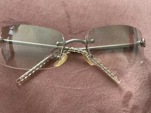 CHANEL Vintage Sunglasses silver rimless CC LOGO Rectangle Damaged - Picture 1 of 18