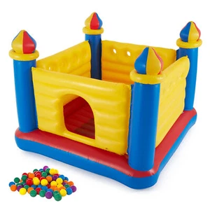 Intex Inflatable Jump-O-Lene Castle House with Multi-Colored Fun Ballz, 100 Pack - Picture 1 of 8