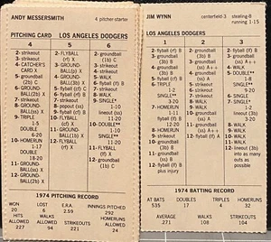 1974 LOS ANGELES DODGERS, STRAT-O-MATIC Baseball, MINI, ADV, EXCELLENT, 20 cards - Picture 1 of 1
