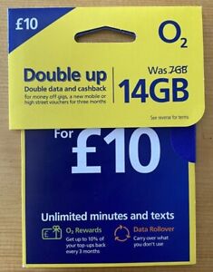 14GB, £10 NEW OFFICIAL O2 NETWORK PAY AS YOU GO 02 SIM CARD UNLIMITED CALLS&TXT
