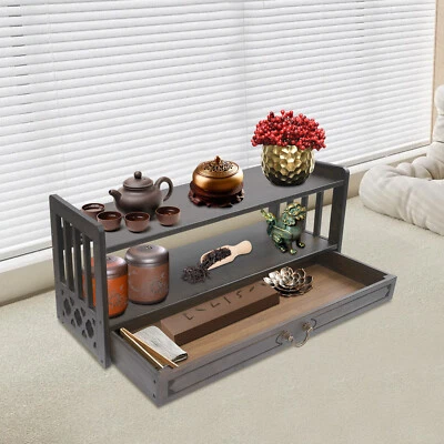 Vintage Console Table Wooden Altar Table W/Drawer Altar Meditation Storage Table - Image 1 of 4