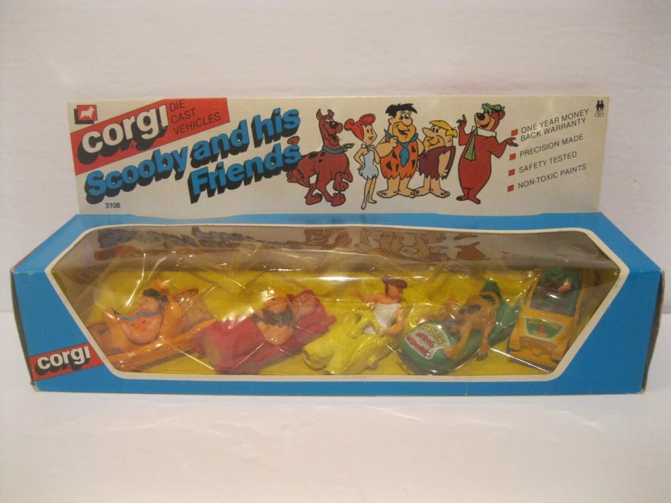 Nuevo en Caja 1982 Corgi Juniors Scooby Doo & Friends 3108 Set de Regalo Picapiedra Foto 1 de 4