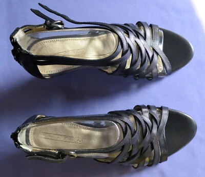 Nuevas Sandalias de Cuero Tacón Alto Negras Circa Joan & David con Caja 7 M Foto 1 de 4