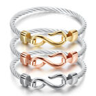 Love Infinity Symbol Charm Stainless Steel Cable Women's Cuff Bangle Bracelet
