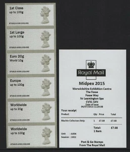 MIDPEX  MACHIN  Ma13  JULY  2015  A006  Collector Strip  POST GO  FV £18.45 - Picture 1 of 1