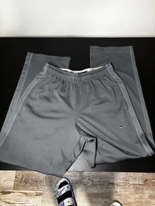 Nike Dri Fit Warm Sweatpants Mens Medium Triple Grey Swoosh Open Hem Loose VTG - Picture 1 of 4