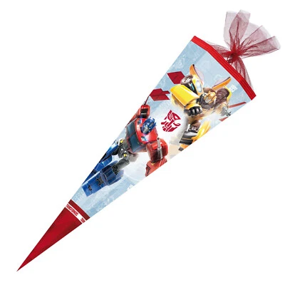 NESTLER Schultüte TRANSFORMERS Roll Out 85 cm 6-eckig Zuckertüte Autobots Cars mit Tüll