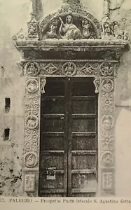 Postal de Palermo Sicilia Italia principios de 1900 rara puerta lateral iglesia de Sant'Agostino - Imagen 1 de 4