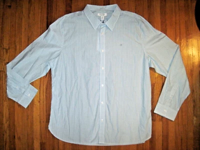 Calvin Klein Extra Fine Cotton Slim Fit Blue Pin Stripe Dress Shirt 2XL NWT - Image 1 of 4