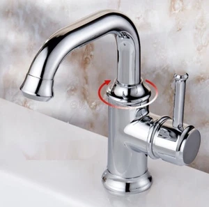 Modern Bathroom Kitchen Sink Mixer Tap Single Lever Swivel Spout Chrome Faucet - Picture 1 of 7