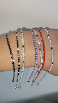 Bracciale Tennis  ARGENTO bicolore zirconi 2.8 mm. effetto oro bianco  - Immagine 1 di 4