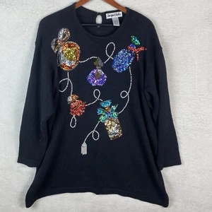 Vintage Jacque & Koko Womens Sequin Christmas Sweater Size 18/20 Colorful - Picture 1 of 10