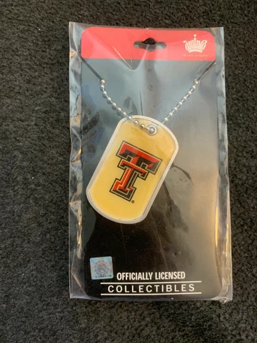Vintage Texas Tech Red Raiders Dog Tag Necklace - New in Package Cover