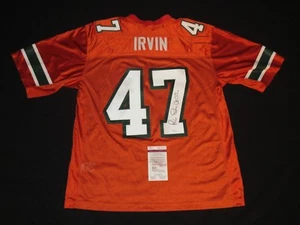 JERSEY MICHAEL IRVIN FIRMADA POR MIAMI HURACANES NIKE COSIDA JSA VAQUEROS - Imagen 1 de 12