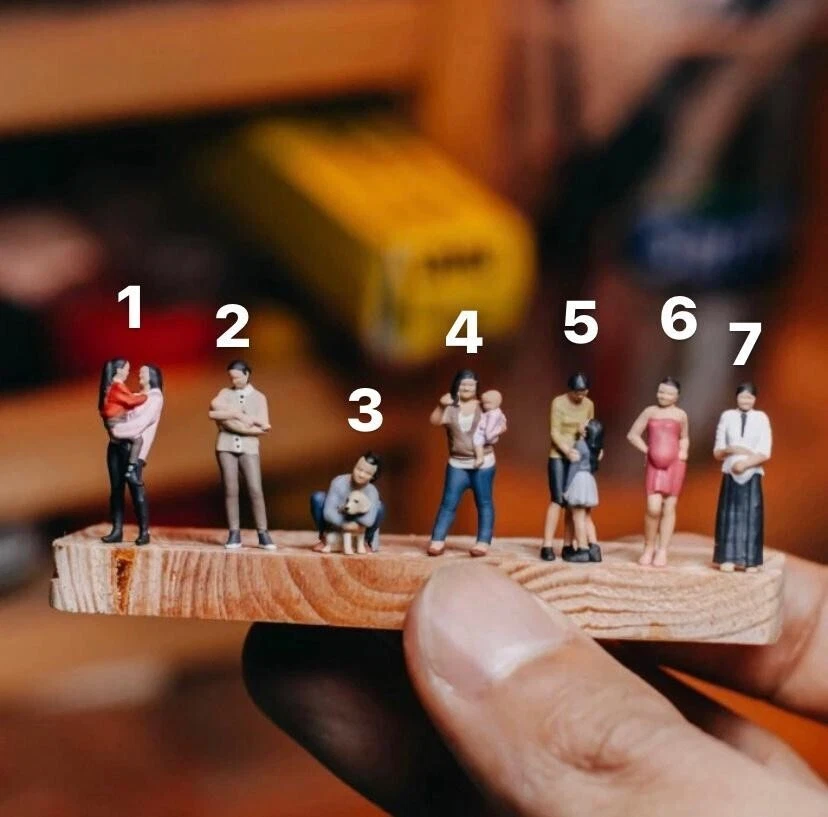 New Miniature Action Mini Figures Family Diorama Scale 1/87 Decoration Display Foto 1 de 1