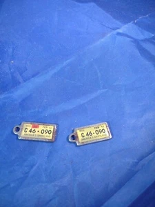 Vintage Disabled Veterans Mini License Plate Key Chain Wisconsin 1961 Matching - Picture 1 of 4