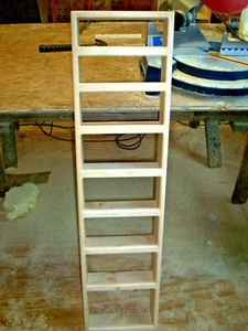 8 SHELF 16 X 48 SOLID PINE WOOD SPICE RACK, WALL MOUNT WITH 3 INCH WORKING SHELF - Picture 1 of 10