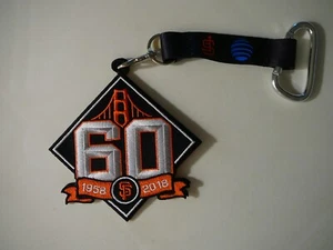 SAN FRANCISCO SF GIANTS 60TH ANNIVERSARY 1958-2018 EMBROIDERED PATCH KEYCHAIN - Picture 1 of 3