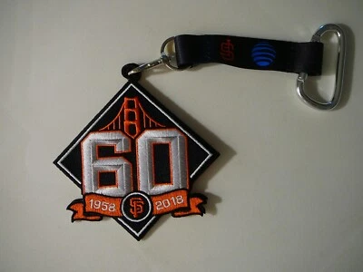 SAN FRANCISCO SF GIANTS 60TH ANNIVERSARY 1958-2018 EMBROIDERED PATCH KEYCHAIN - Image 1 of 3