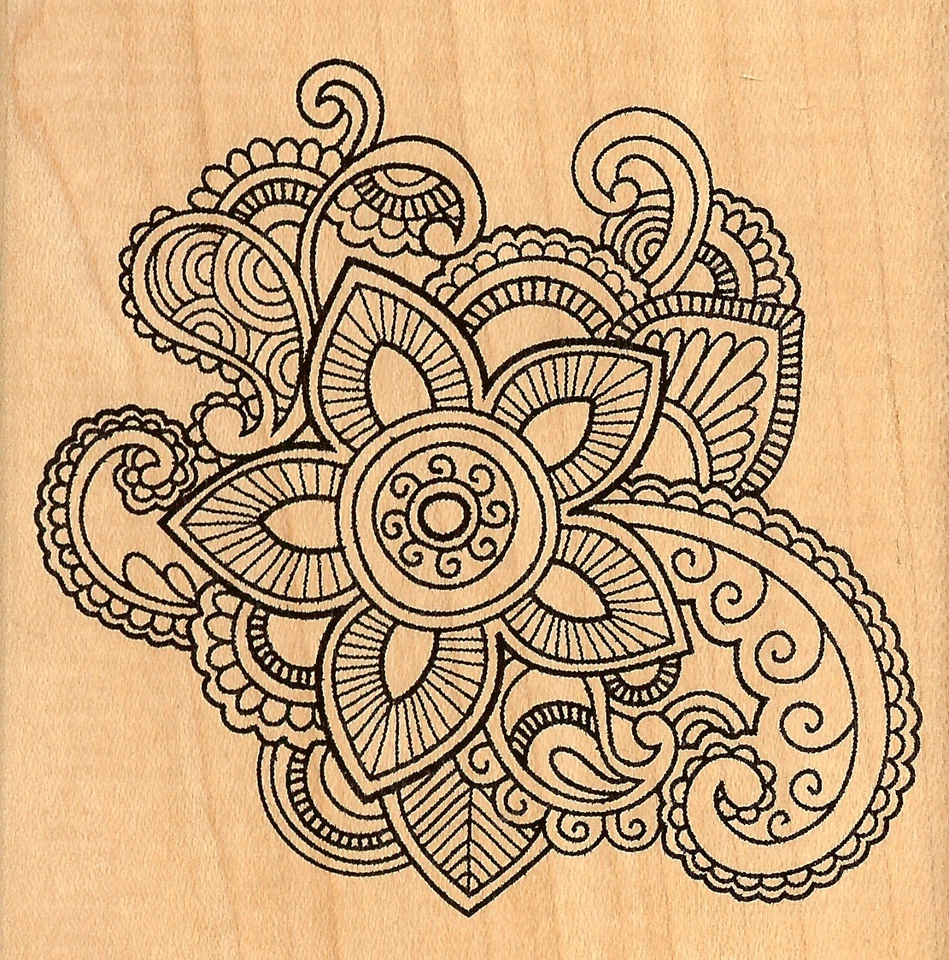 Carimbo de borracha abstrato floral de henna montado em madeira JUDIKINS - NOVO, 3699G - Imagem 1 de 1