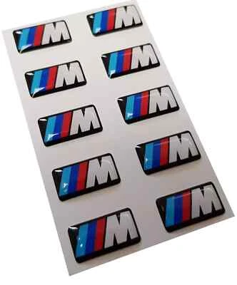 10 X M SPORT PERFORMANCE ALLOY WHEEL BADGE STICKER EMBLEM DECAL BMW 17MM X 9MM - Image 1 of 2