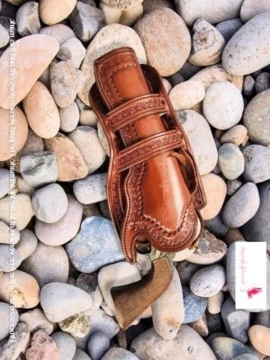 Double Cross Loop Hand Tooled Leather Gun Holster  Hand Crafted Western Cowboy - Image 1 of 4