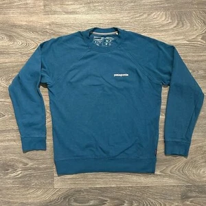 Patagonia Sweatshirt Small Mountain Logo Pullover Crew Neck Crater Blue Teal - Picture 1 of 8