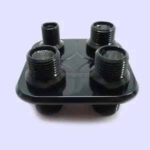 Black Billet Aluminum 4 Port Air Conditioning /Heater Firewall Bulkhead Fittings - Picture 1 of 2
