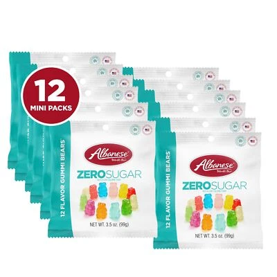 Albanese 12 Flavor Zero Sugar Gummy Bears 3.5 Ounce Pack of 12 Treats - Imagem 1 de 4